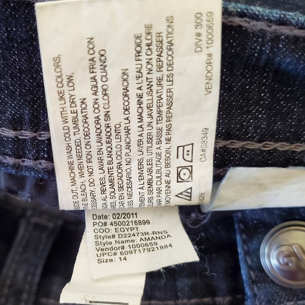 GLORIA VANDERBILT Sz 14 AMANDA Dk Wash Blue Denim Jeans Straight High Rise - Picture 7 of 16